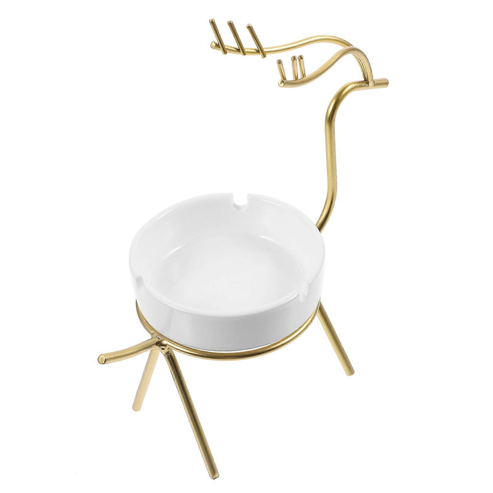 Creative Ceramic Ashtray for Butt Container 1Set Golden