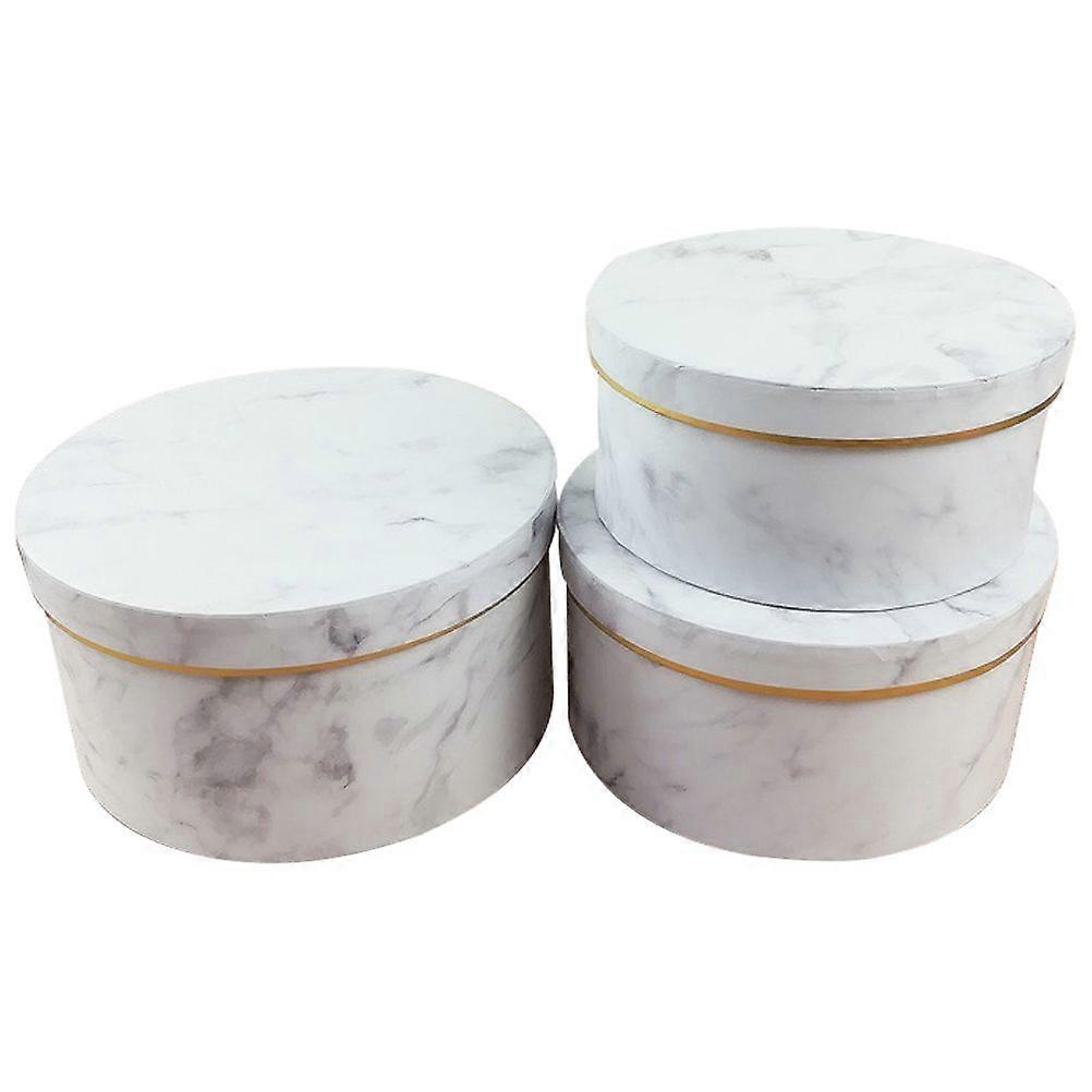 3pcs Round Flower Boxes Present Storage Box Cylinder Flower Packaging Boxes
