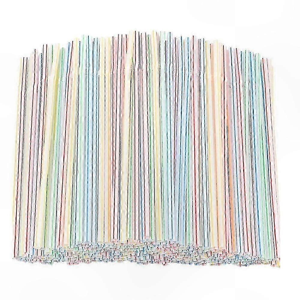 Multi-Colored Plastic Straws, 8-Inch Bendable Striped Drinking Straws, 500 Count