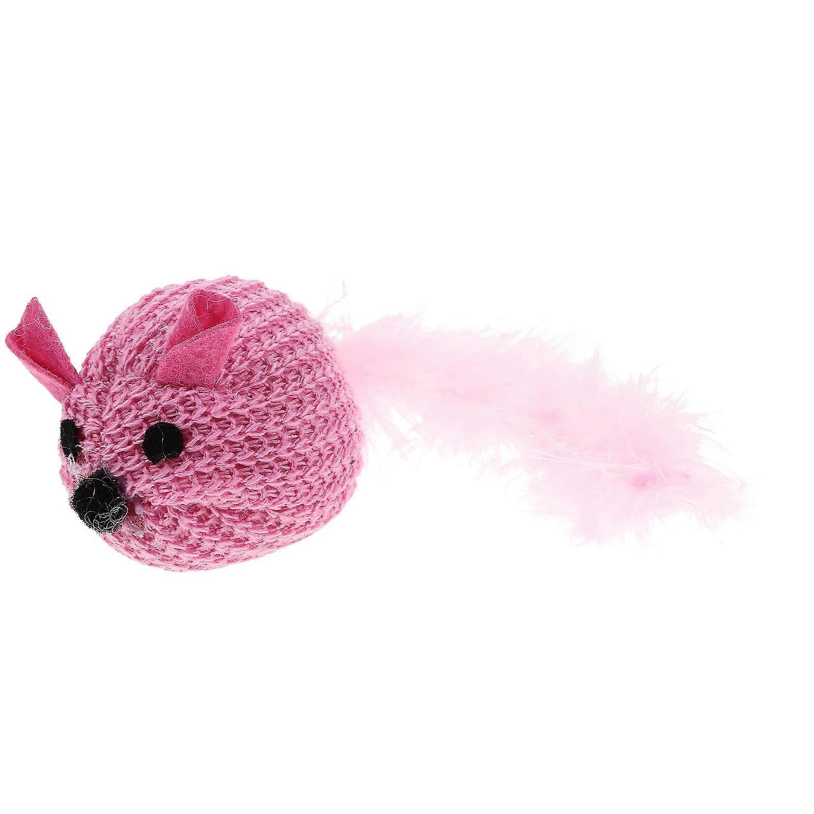 Plush Mouse Cat Toy for Interactive Fun Soft Pink Material