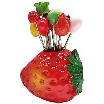 1 lot de cure-dents à fruits, adorables fourchettes à fruits, bâtonnets à dessert pour sandwichs et apéritifs avec support