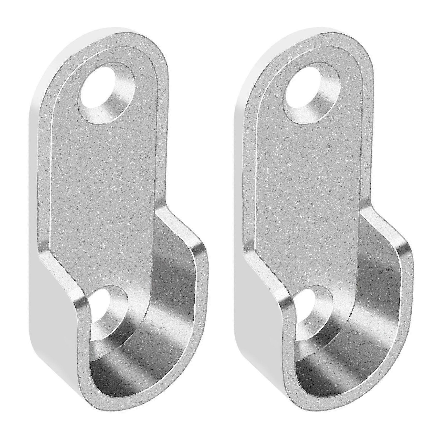 Silver Oval Wardrobe Hanging Rail End Brackets, Pair