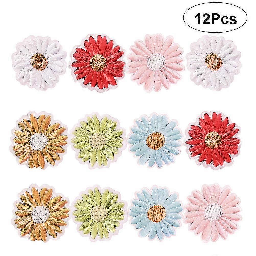Embroidery Patch Daisy Flower Patch for Clothes Sewing 12Pcs Handmade Crafts