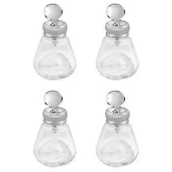 4x Leere Nagellack- und Make-up-Entferner-Pumpspender aus Glas, Druckknopfflasche