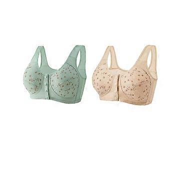 Damesbeha's met volledige dekking, Daisy-model, 3 stuks, geschikt voor oudere vrouwen, beha's met knoopsluiting aan de voorkant, naadloos katoen, zachte cups voor dagelijks gebruik (geen vulling), maten S-3XL