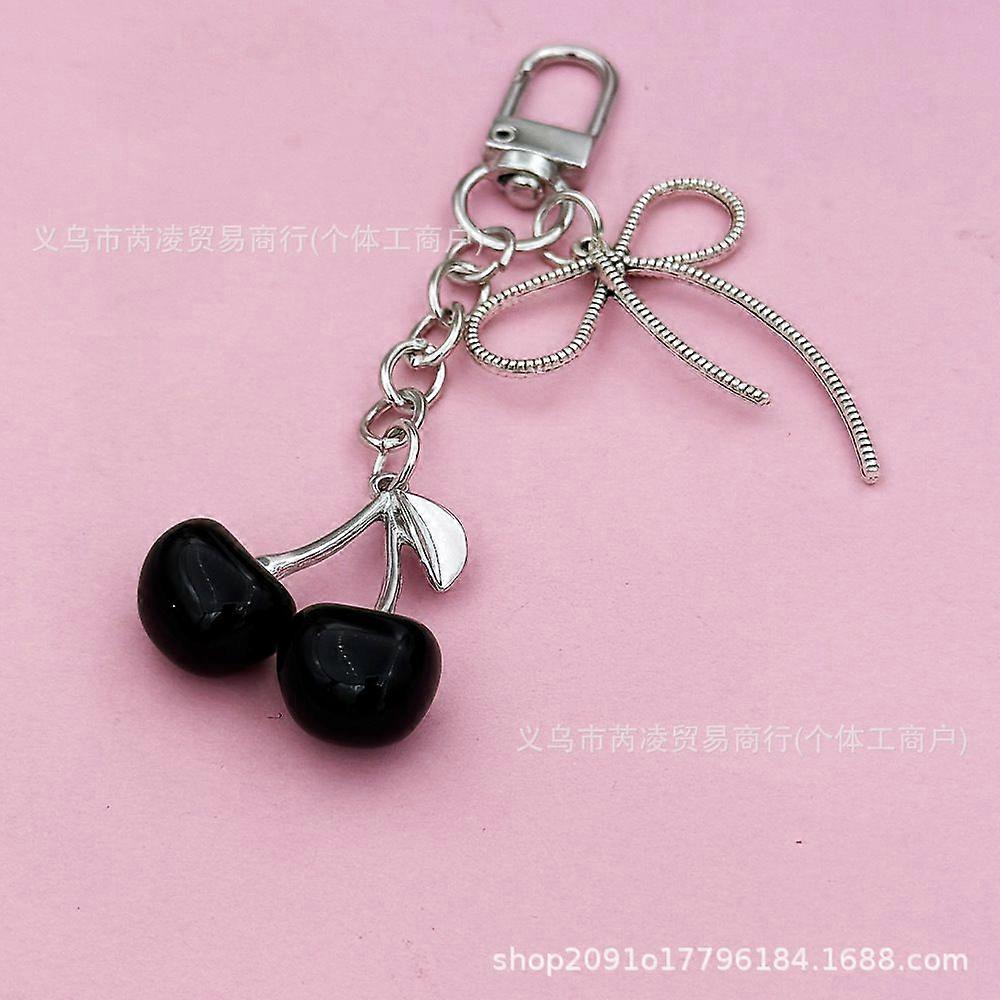 cherry bow keychain cute three-dimensional fruit cherry bag keychain