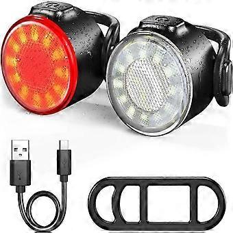 Bike Light Set USB Rechargeable Front Rear Light Set IPX5 Waterproof 6 Brightness Modes LED Light