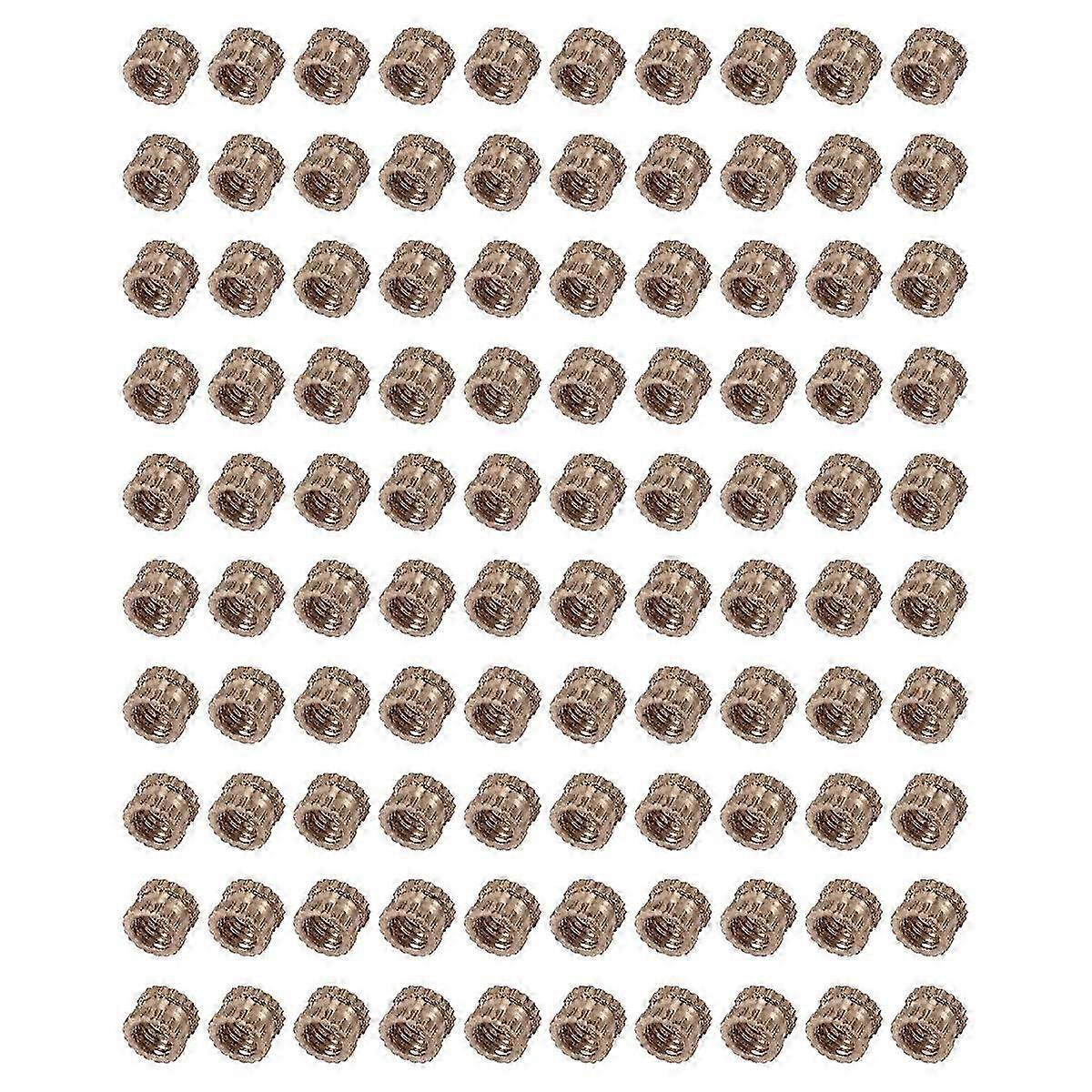 M3 x 3mm Female Thread Brass Knurled Threaded Insert Embedment Nuts 100PCS