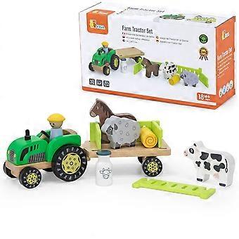 VIGA Houten Tractor Boerderijdieren