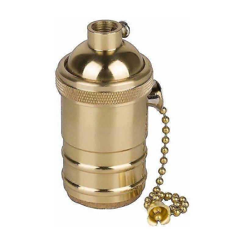 Oude E27 socket socket met koperdraad schakelaar, koper messing
