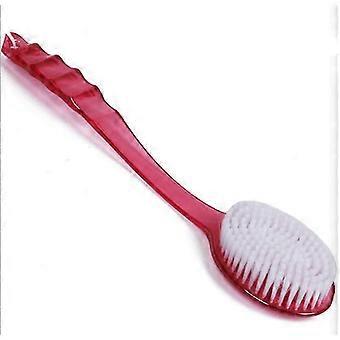 Long Handle Body Scrubber Brush Bath Shower Back Scrubber Skin Cleaning Tool (Rose Red,36.5*7*3cm)