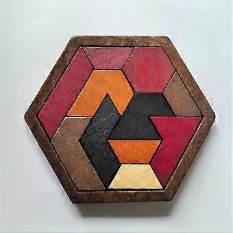 Puzzle esagonale in legno, giocattolo educativo per divertimento interattivo in famiglia, gioco di puzzle portatile, regalo ideale per Halloween, Natale e Ringraziamento.