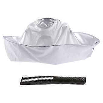 1Pc Haarschnitt Umhang Friseurcapes Salon Haarschneideschürze Haarstyling Tool Weiß mit 1Pc Haarkamm