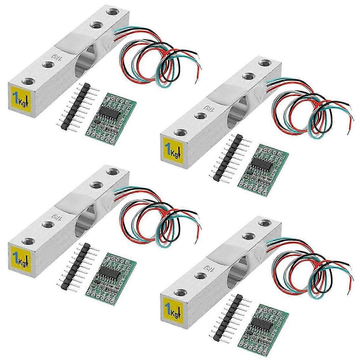 Digital Load Cell Weight Sensor-4 Sets 1KG Load Cell HX711 Amplifier