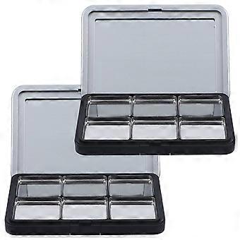 2 Sets Empty Eyeshadow Cosmetic Palette Portable Blusher Palette Lipstick Tray