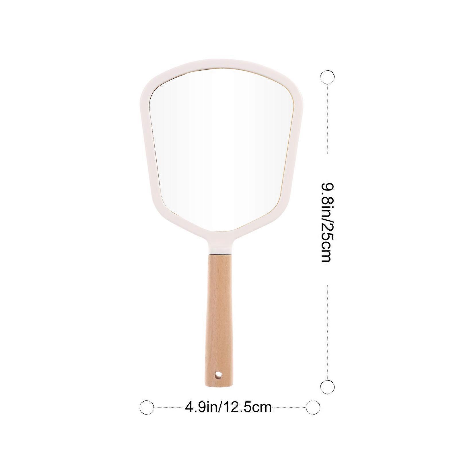 1 Pc Portable Handheld Makeup Mirror Solid Wood Elliptical Makeup Mirror