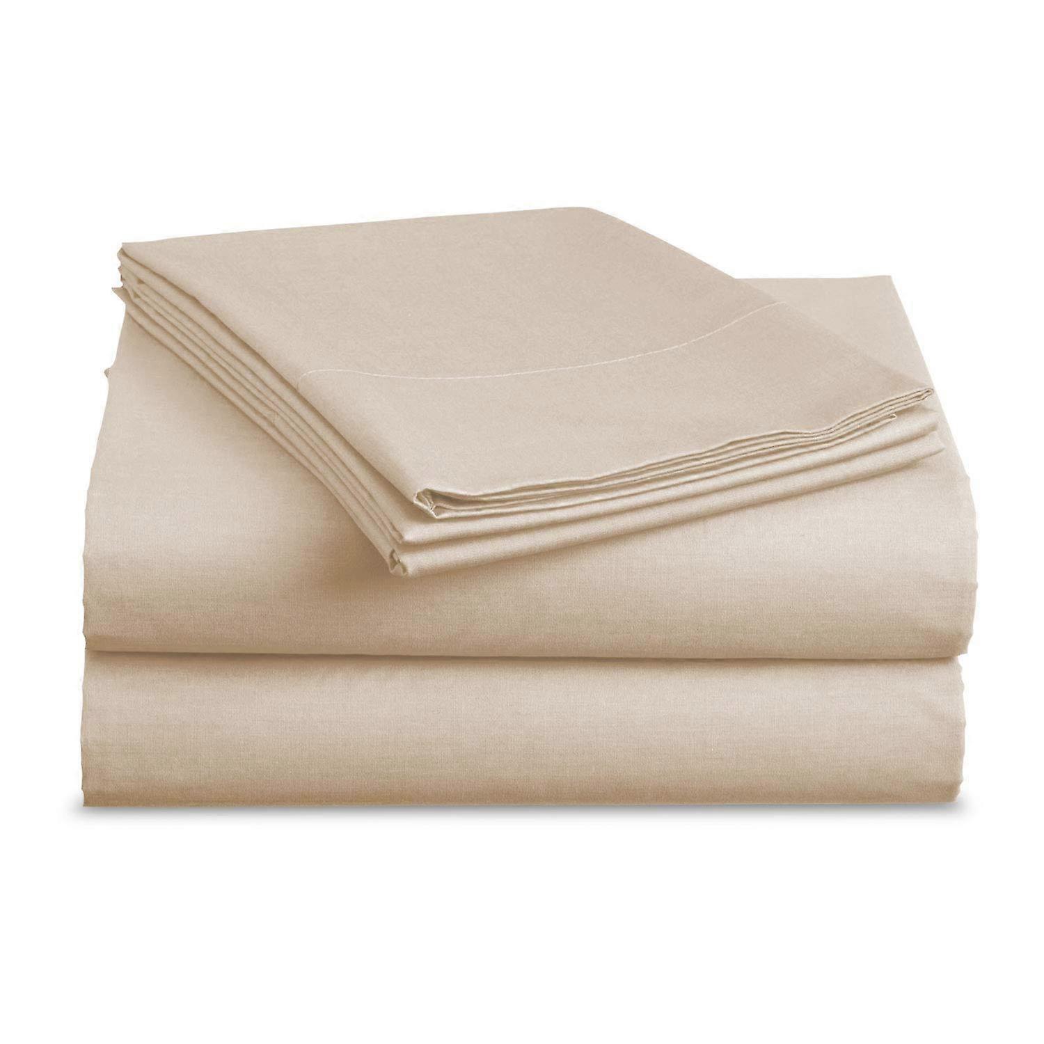 4PC 100% Cotton Split Queen Bed Sheets Set 800 Thread Count Deep Pocket Luxury Bedding Beige