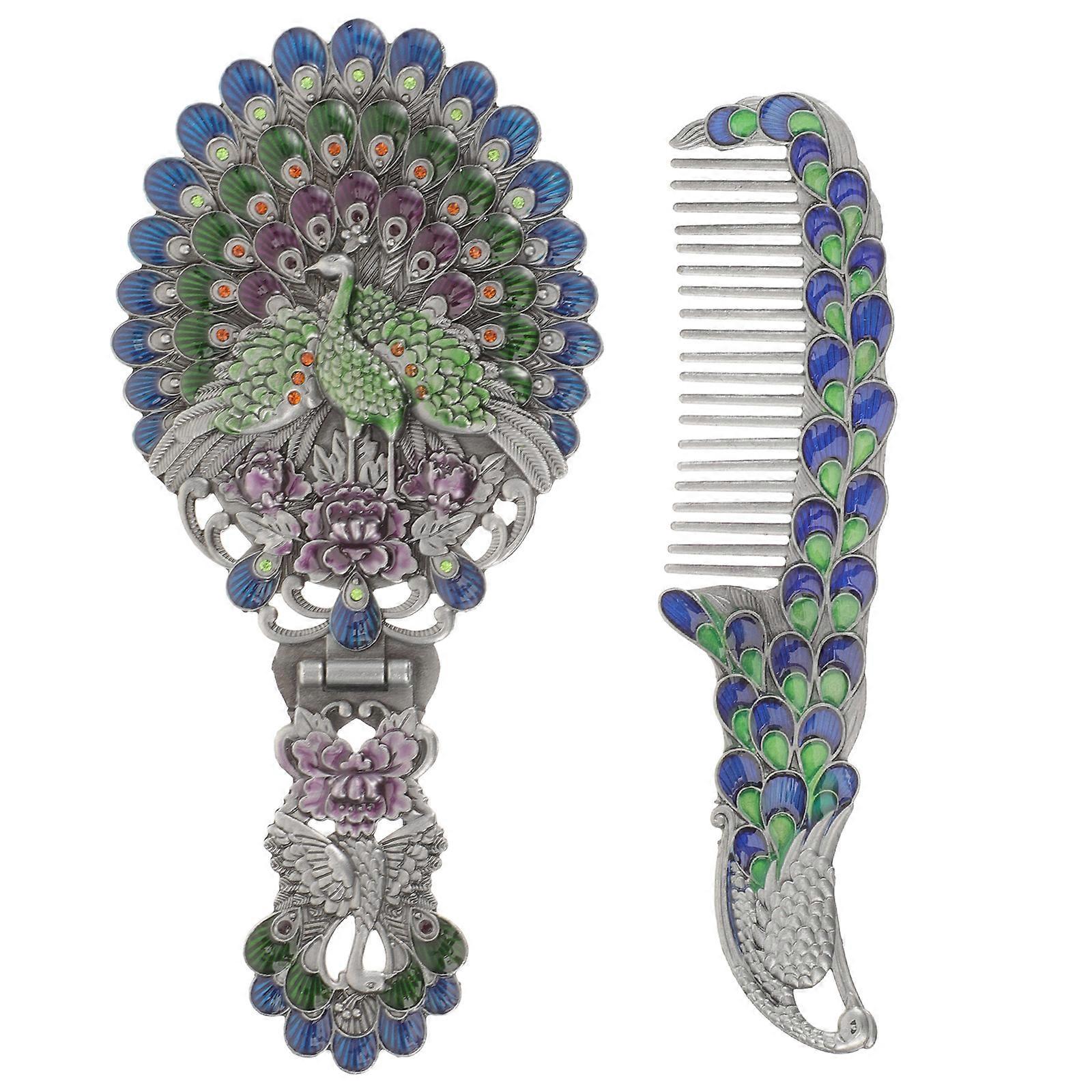 Vintage Makeup Mirror Compact Hand Mirror with Dressing Table Comb 5Sets
