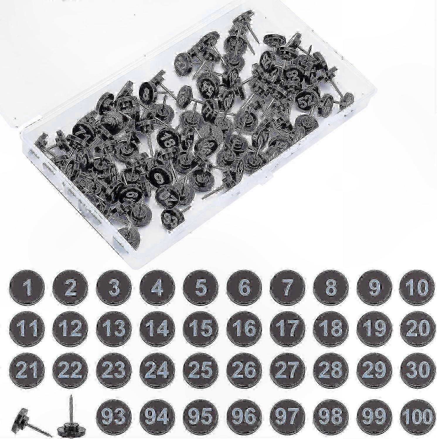 100 Count Numbered Map Pins compatible with Presentations and Displays