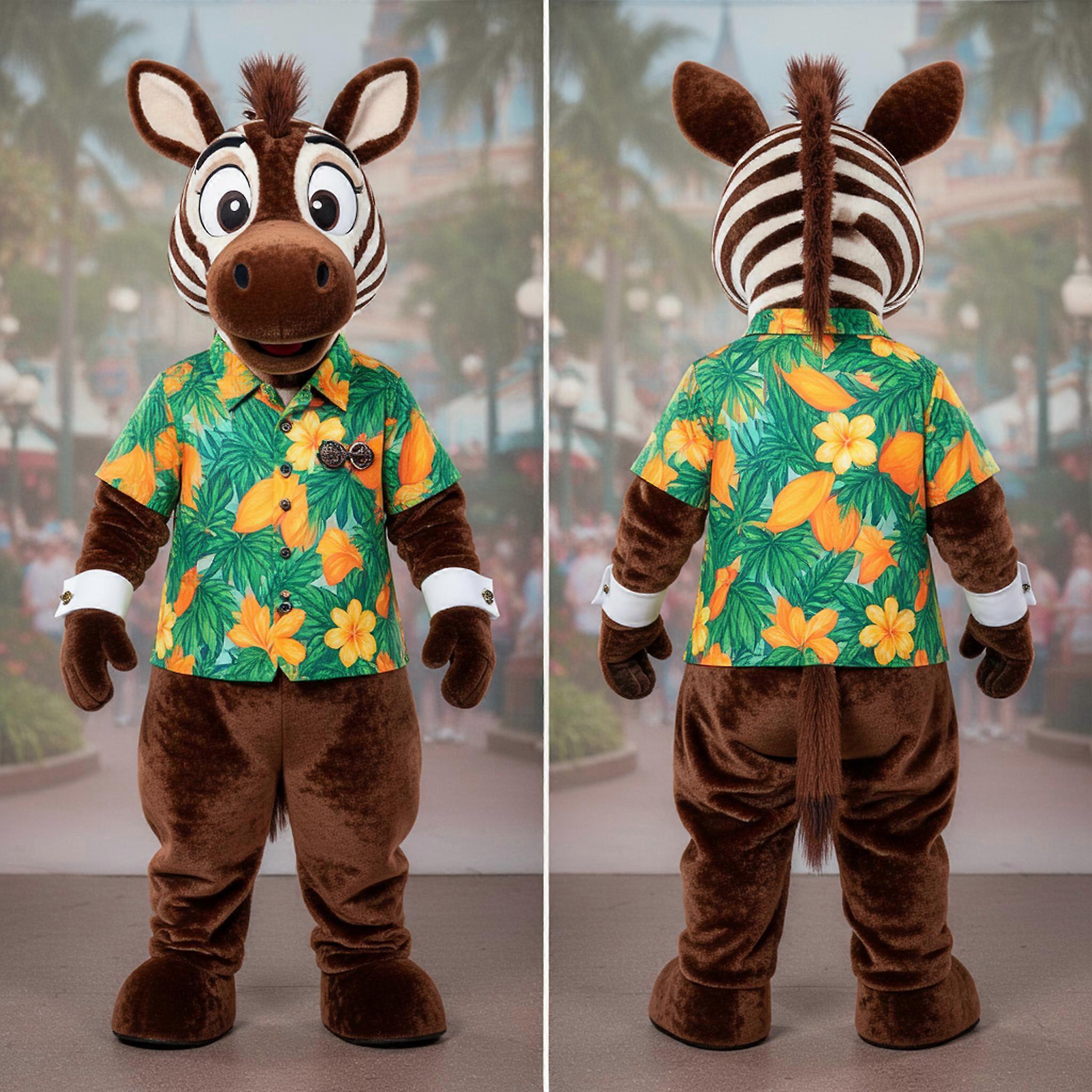 MASTICOT Earthy Brown Striped Zebra Mascot
