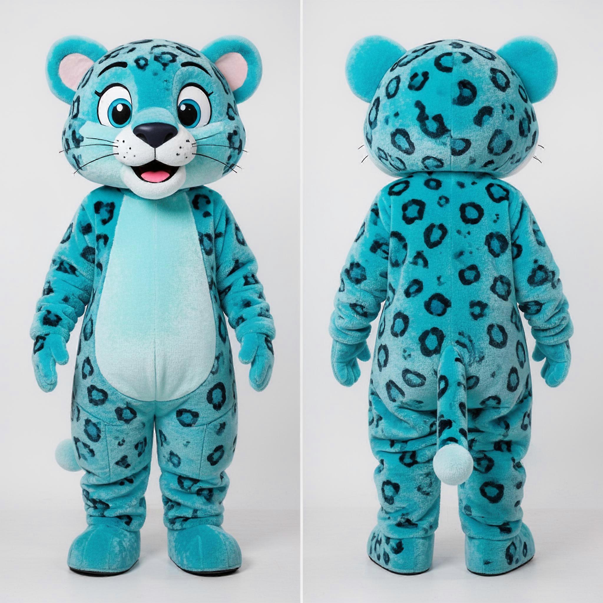 MASTICOT Cyan Velvety Leopard Mascot