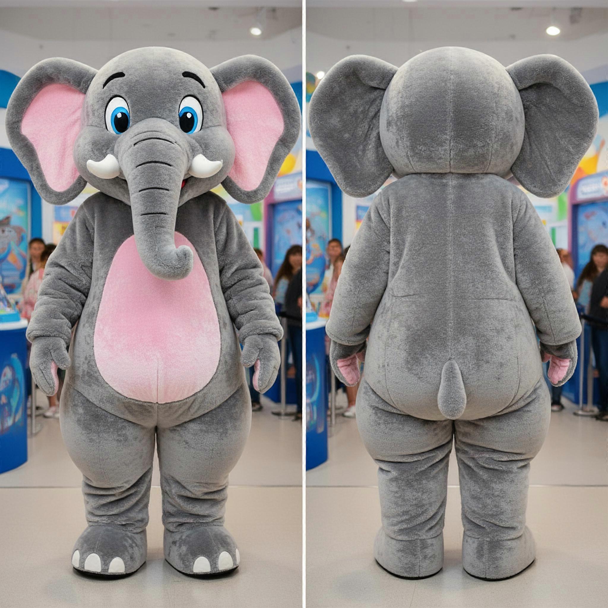 MASTICOT Charcoal Gray Friendly Elephant Mascot