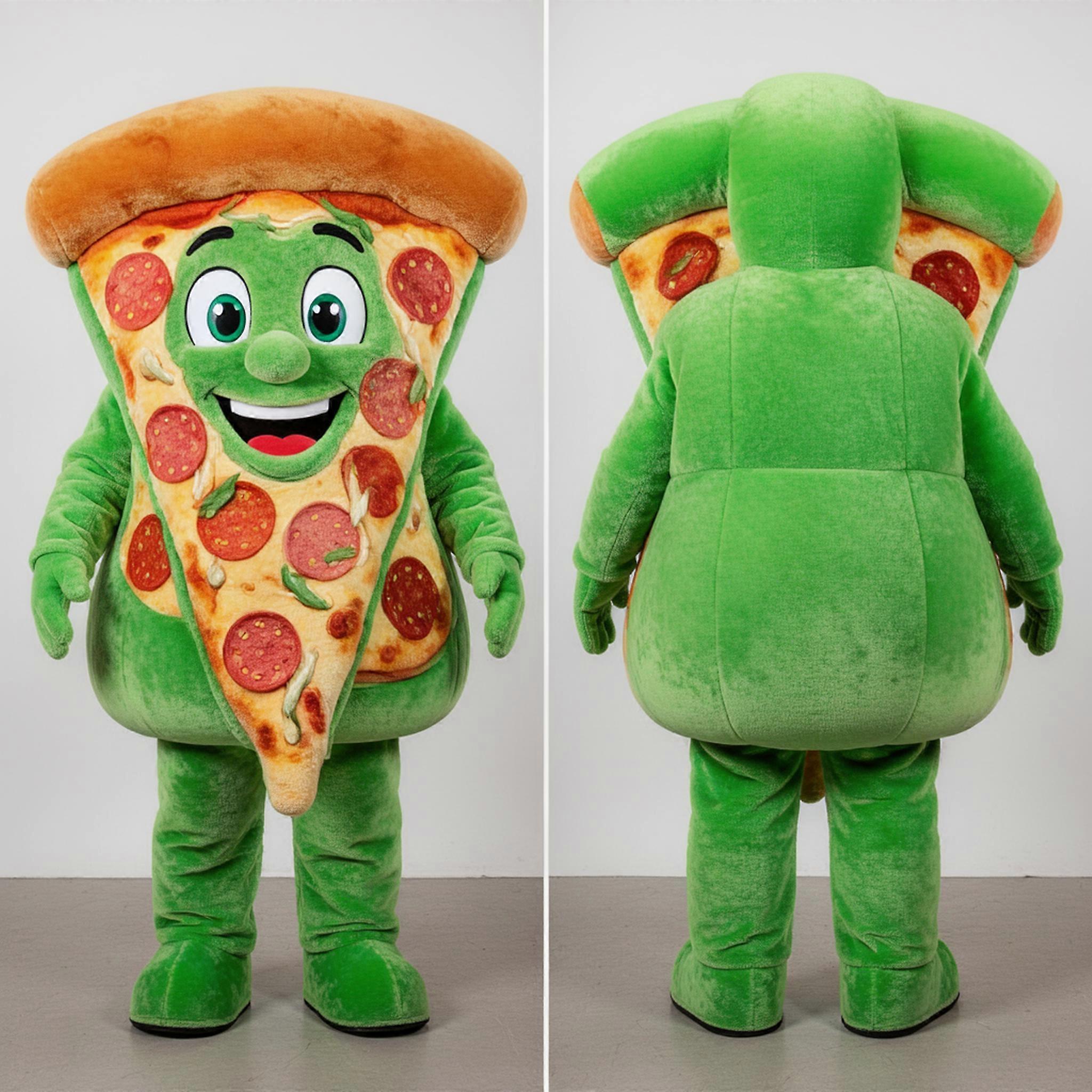 MASTICOT Emerald Green Playful Pizza Mascot