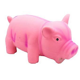 Giocattolo sonoro da masticare, adorabile giocattolo da mordere per cani, design a maialino rosa.