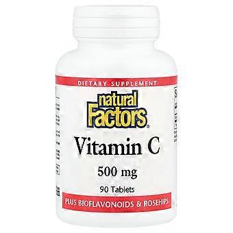 3 x Natural Factors, Vitamin C, 500 mg, 90 Tabletten.