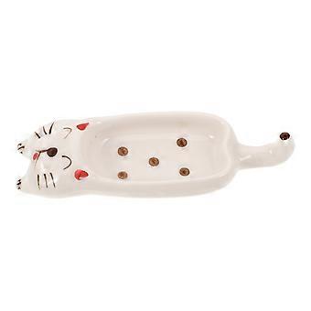 Washing Pen Ceramic Dappen Dish for Soap Cat Shaped Nail Brush Cup