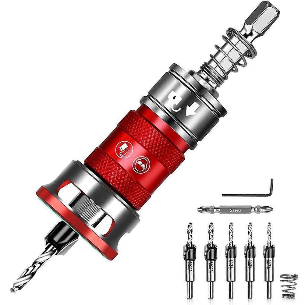 10PCS Countersink Drill Bit Set with Adjustable Depth Stopper Quick-Adjust Two-Flute TCTCutters Countersink Bits