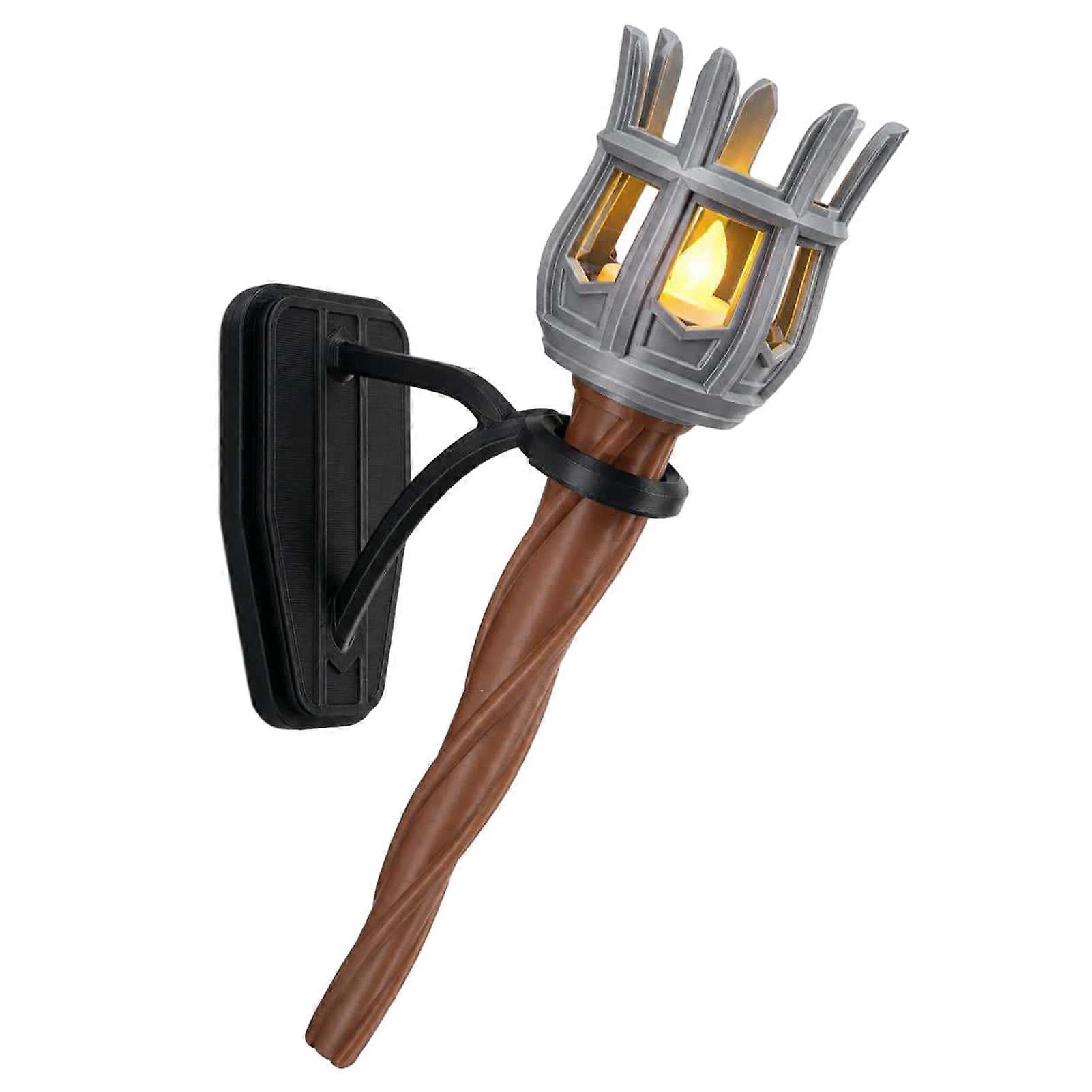 Medieval Torch Wall Mount Light, Realistic Flicker Flame LED Torch Prop