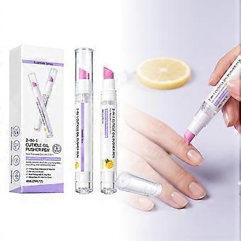 2-in-1 Cuticle Oil Pen 4ml, Dual-End Nail Care Applicator with Cuticle Pusher Tool