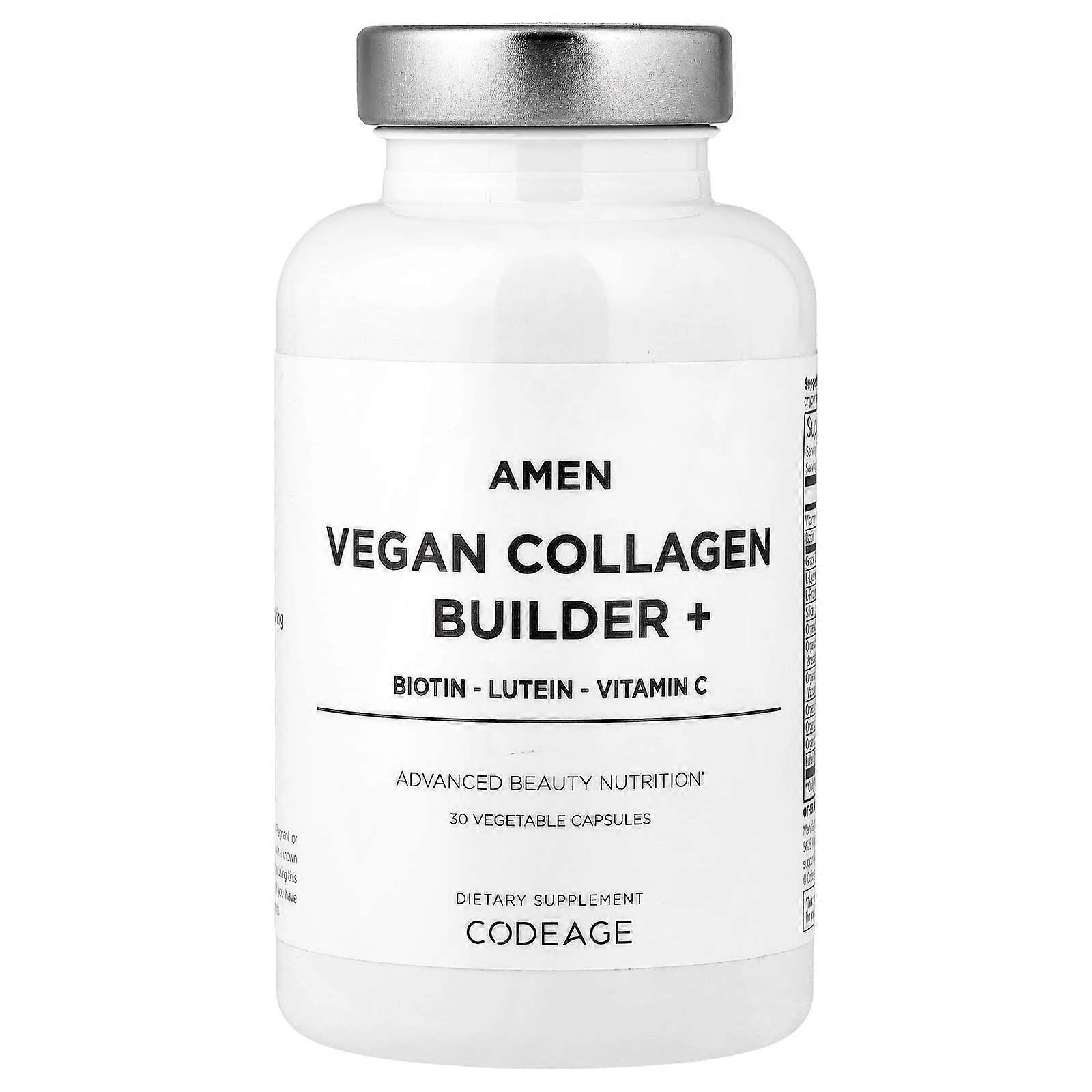 Codeage, Amen, Vegan Collagen Builder+, 30 Vegetable Capsules