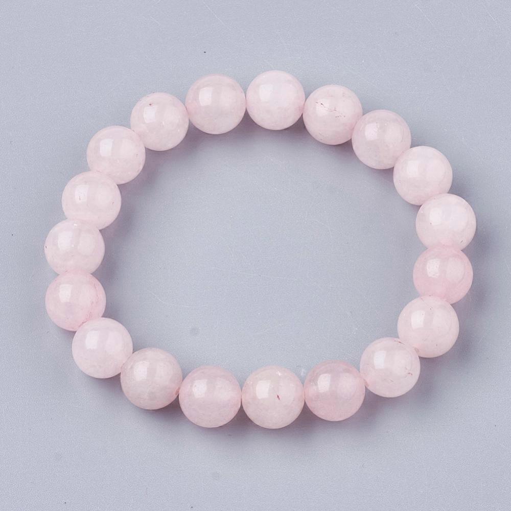 10pcs  Rose Quartz Bead Stretch Bracelets Round 2 inch(5.2cm)