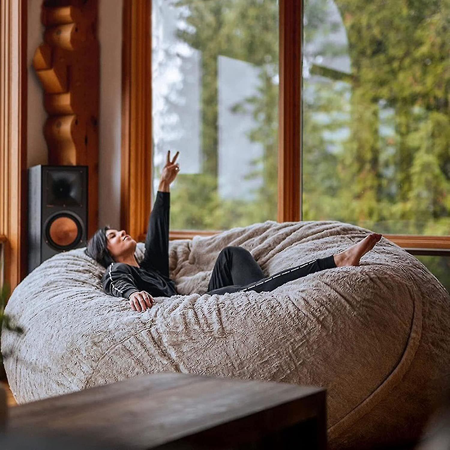 Lazy Sofa Sitzsack Sitzsack Stuhlbezug Stuhlkissen (nur Sofabezug, keine Füllstoffe) Hellgrau 135*65CM