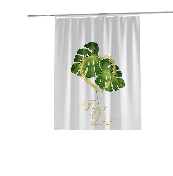Shower Curtain Waterproof Anti-mold Thick Polyester Fabric Leaf Design