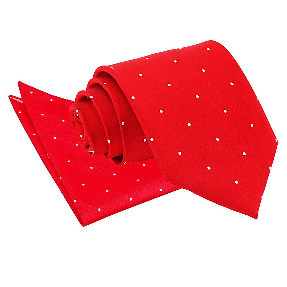 Red Pin Dot Tie and Pocket Square Set