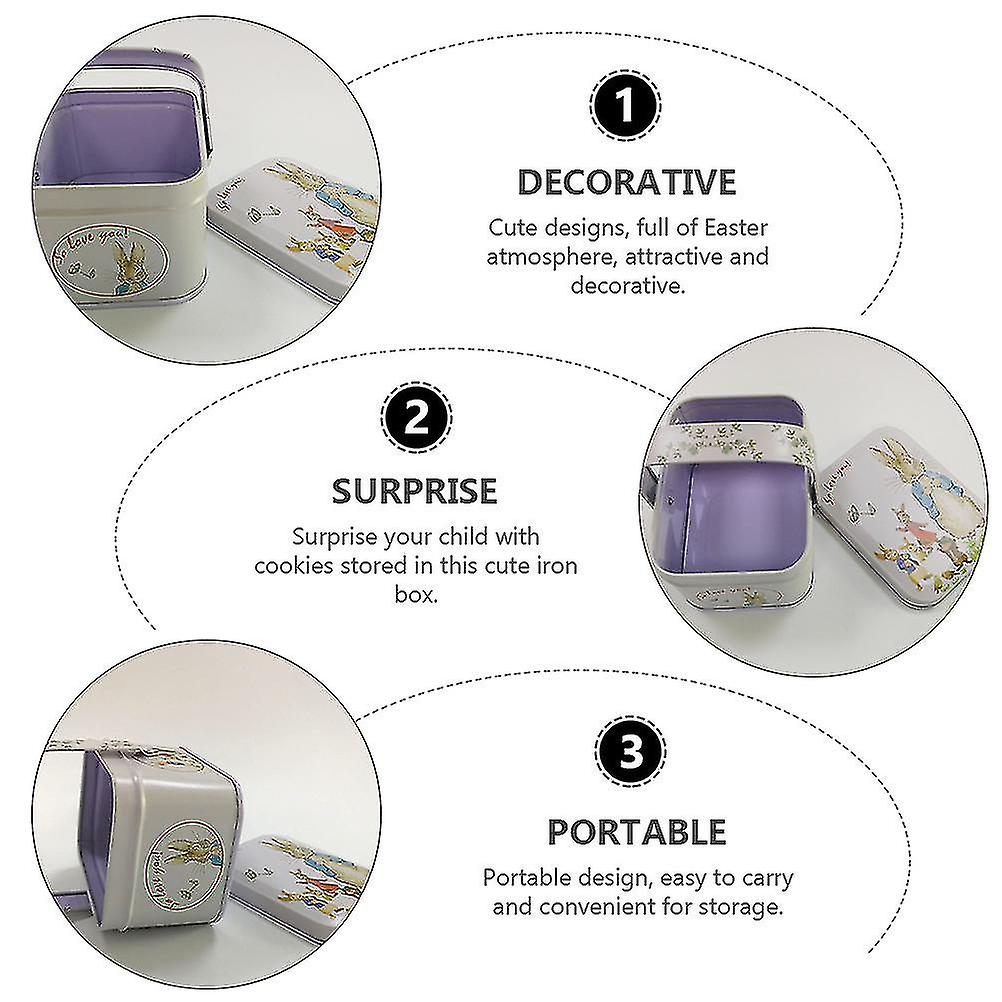 3pcs Easter Theme Decorative Tinplate Box Gift Packing Case Candy Tinplate Case