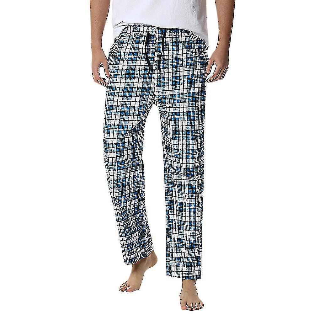 Menns Plaid Bomull Pyjamas Bukser SX