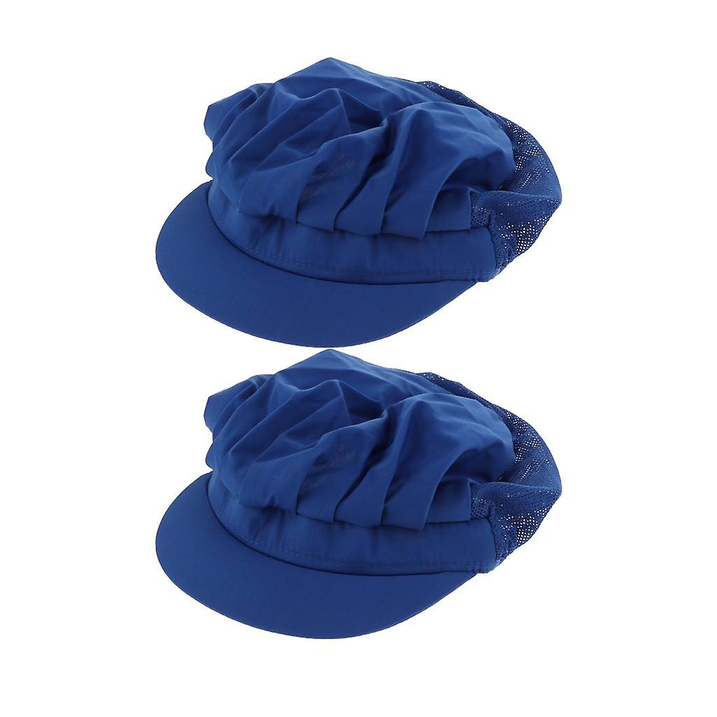 2xCook Adjustable Men Women Kitchen Baker Chef Elastic Cap Hat Dark Blue