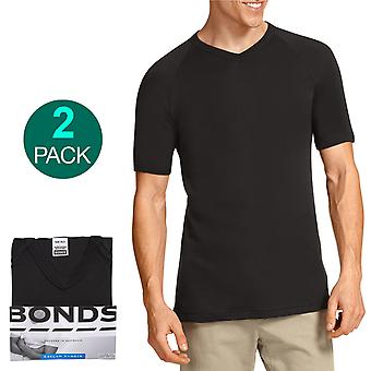 Bonds 2 Pack V Neck Raglan Blank Plain Basic Mens Black...