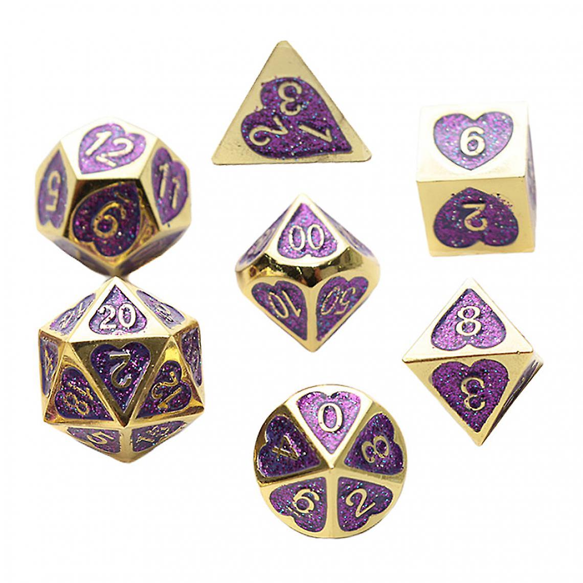 7 Pieces Metal Polyhedral Dice D4 D6 D8 D10 D12 D20 Set Role Playing Game D