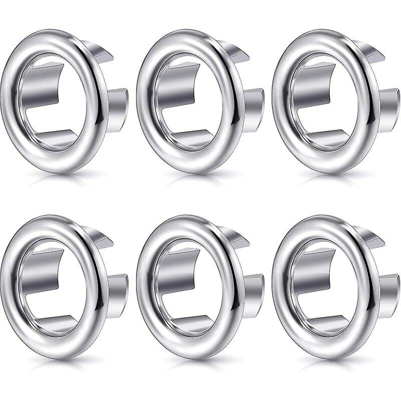 TRIP 6 Pieces Sink Overflow Rings, Decorative Kitchen Bathroom Wash Sink Overflow Round Overflow Cover Drain Plug Cover Insert Hole