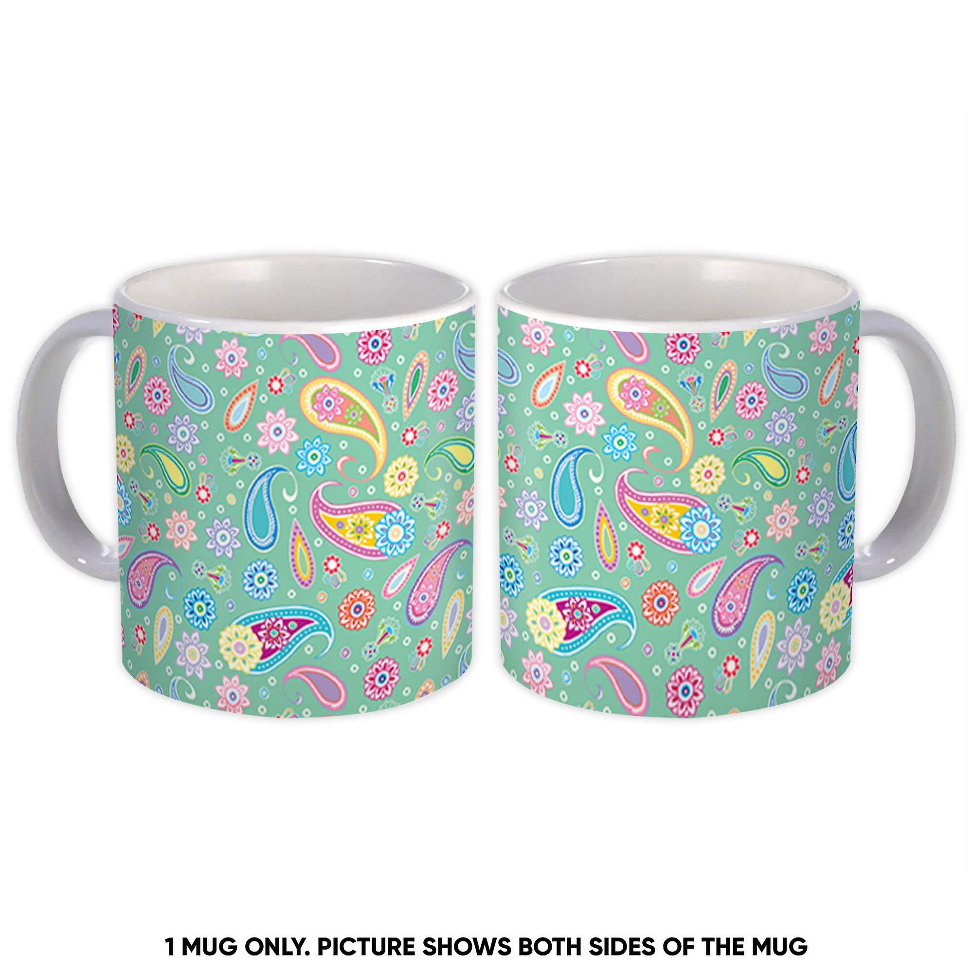 Geschenkbecher: Blumen mit Paisley-Muster