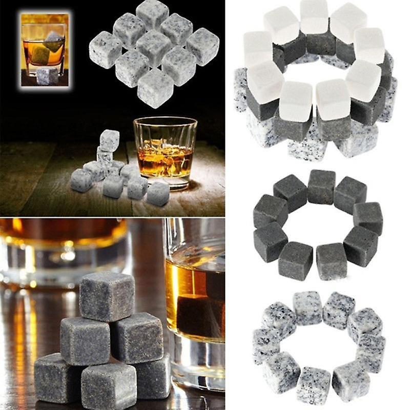6/9Pcs Reusable Wine Drinks Cooler Ice Cube Chilling Stone Rock Barware Tool