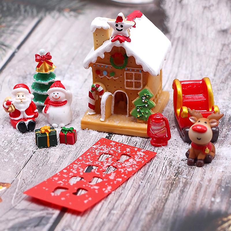 1:12 Dockhus Miniatyr Led Jul Hus Älg Jultomten Snögubbe Julgran Dekoration