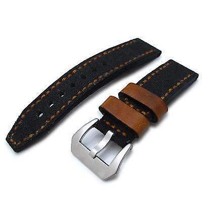 strapcode-fabric-watch-strap-22mm-miltat-black-leather-washed-canvas