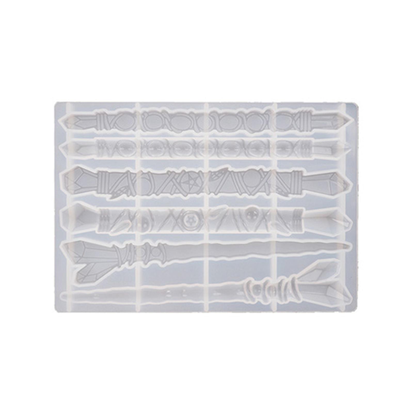 Silicone Magical Wand Mould with 6 Different Unique Pattern DIY Epoxy Sword Casting Mold for