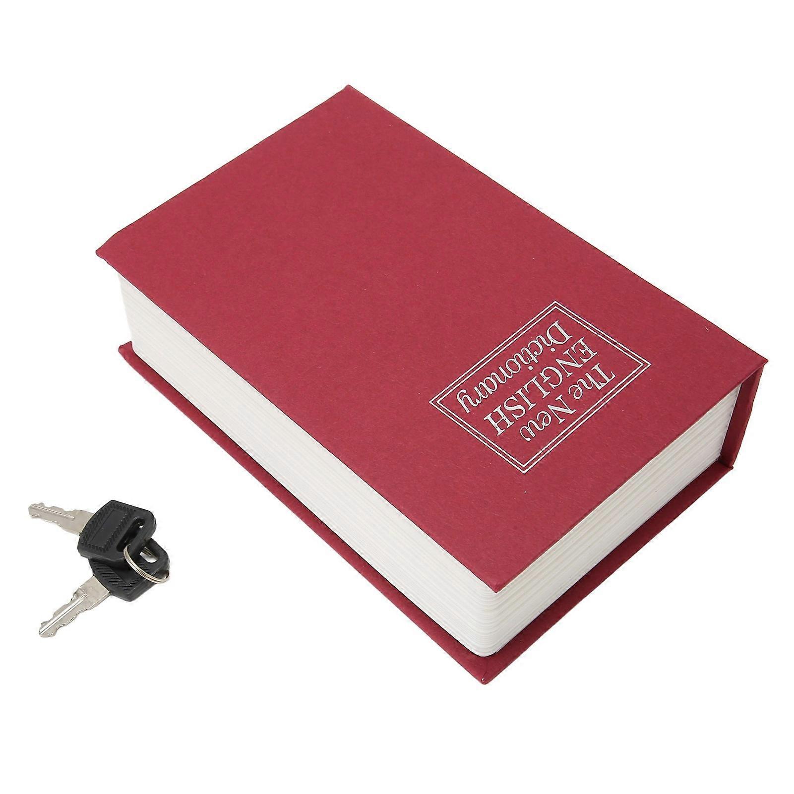 Book Safe Storage Box with Keys Stainless Steel Hidden Book Shape Case for Home Office School Dormitory Red Secure Lockable Container